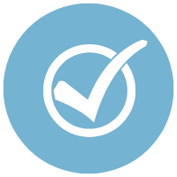 Light Blue Button with Checkmark Icon